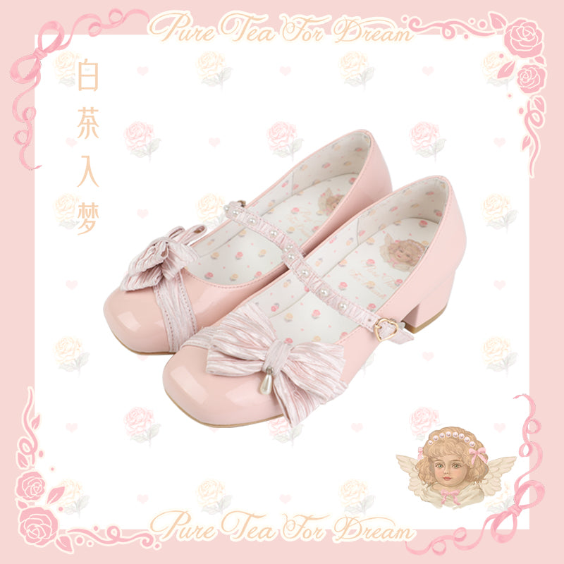 Pure Tea for Dream~Butterfly Pastry~Elegant Middle Heel Lolita Shoes Multicolors 34 sakura pink (middle heel 5.5cm) 