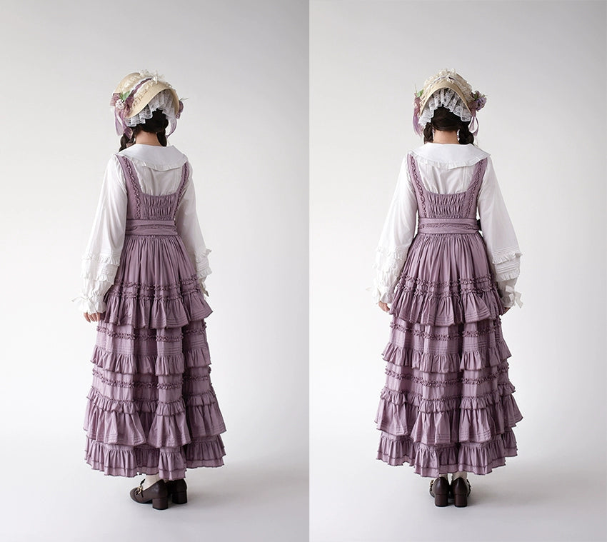 Mumu~Little Lilac~Country Lolita Cotton Jumper Dress Open-Front Lolita Dress 40612:668936