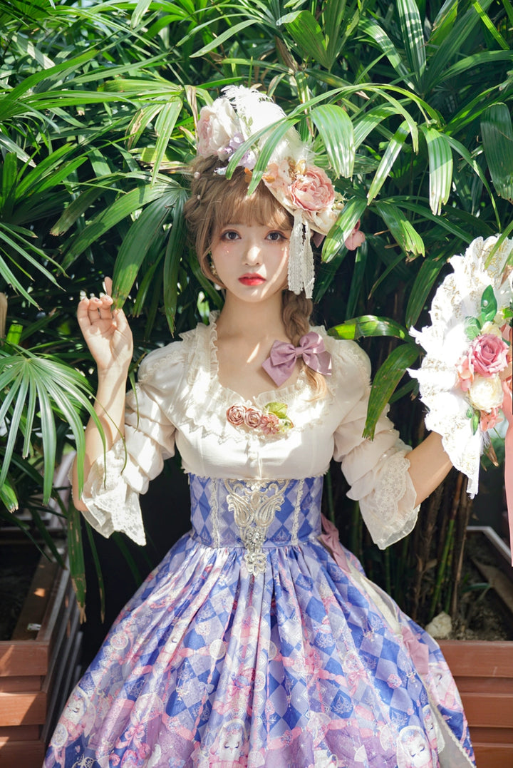 Miss Point~Elizabeth Meow~Classic Lolita Blouse Lotus Root Sleeve Lolita Shirt 40686:673468