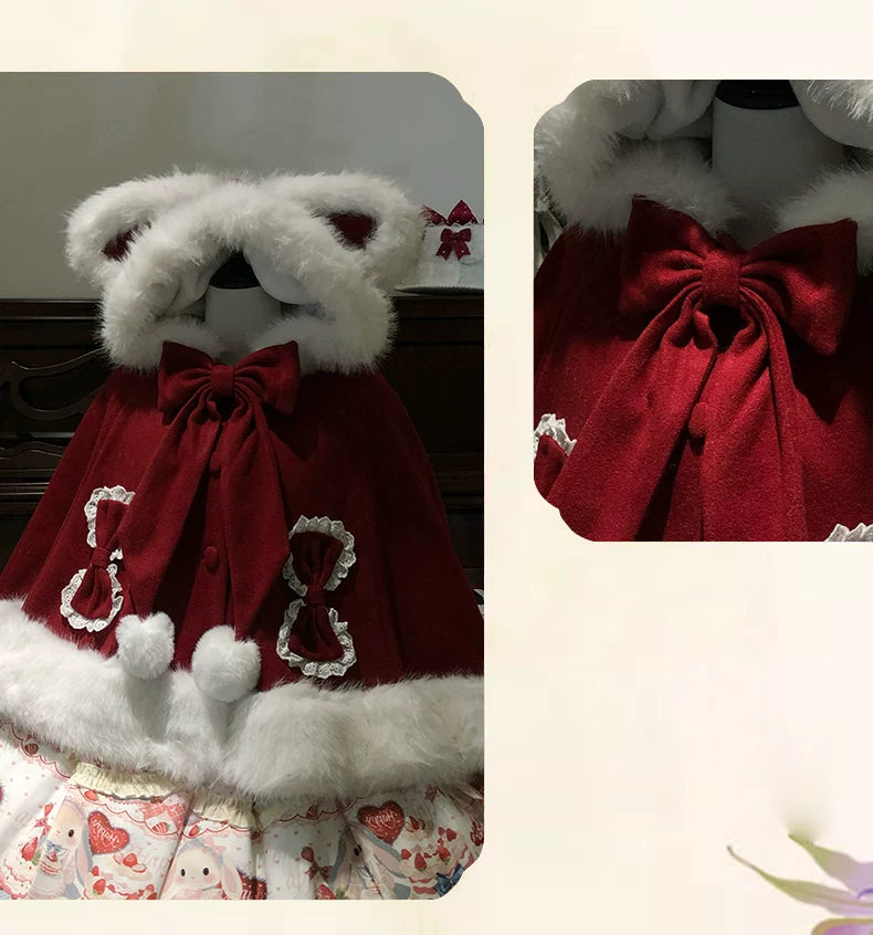 Sweet Lolita Cape, Bunny Ear Hood & Bows