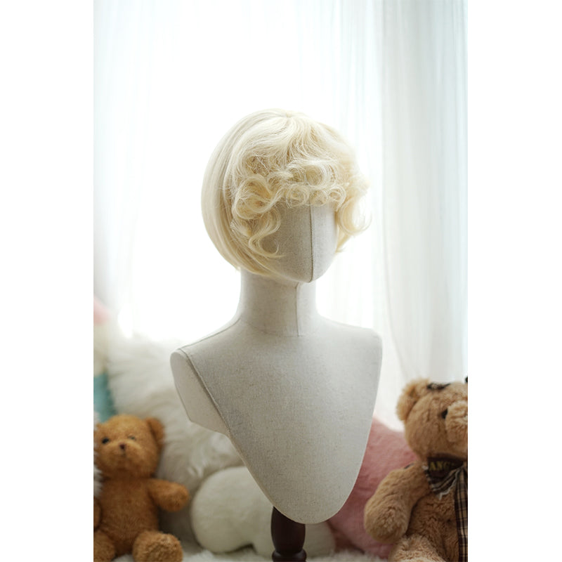 Imperial Tea~Daily Lolita Wigs Roman Roll Wig Malt blonde wavy bob with bangs  