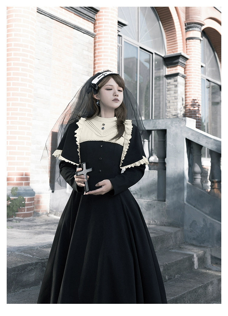 With PUJI~Aria~Gothic Lolita OP Dress Nun Lolita Spring Dress   