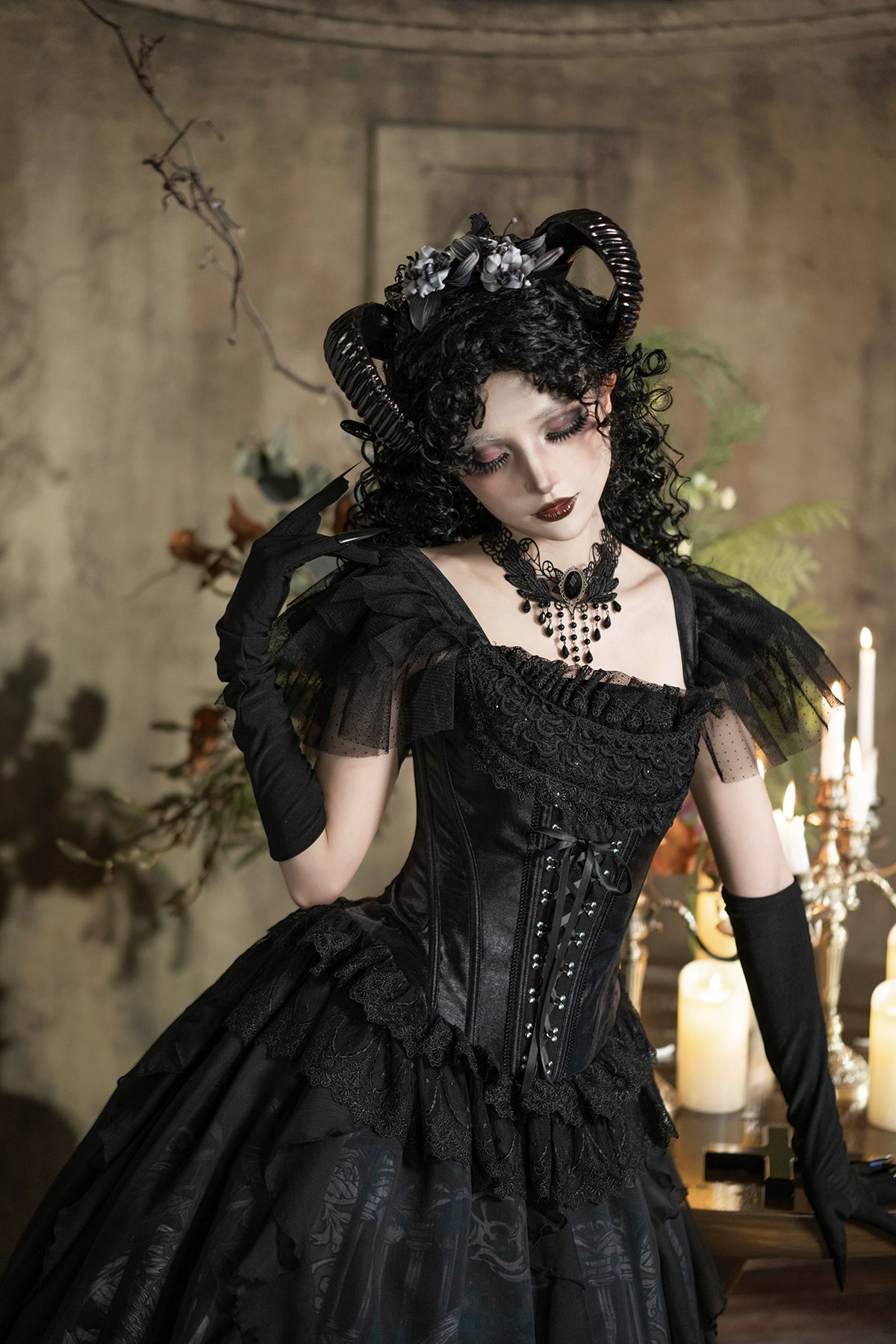 Muppet Mind Ben - Demon Goat - Gothic Lolita Corset & Printed SK 44183:797546