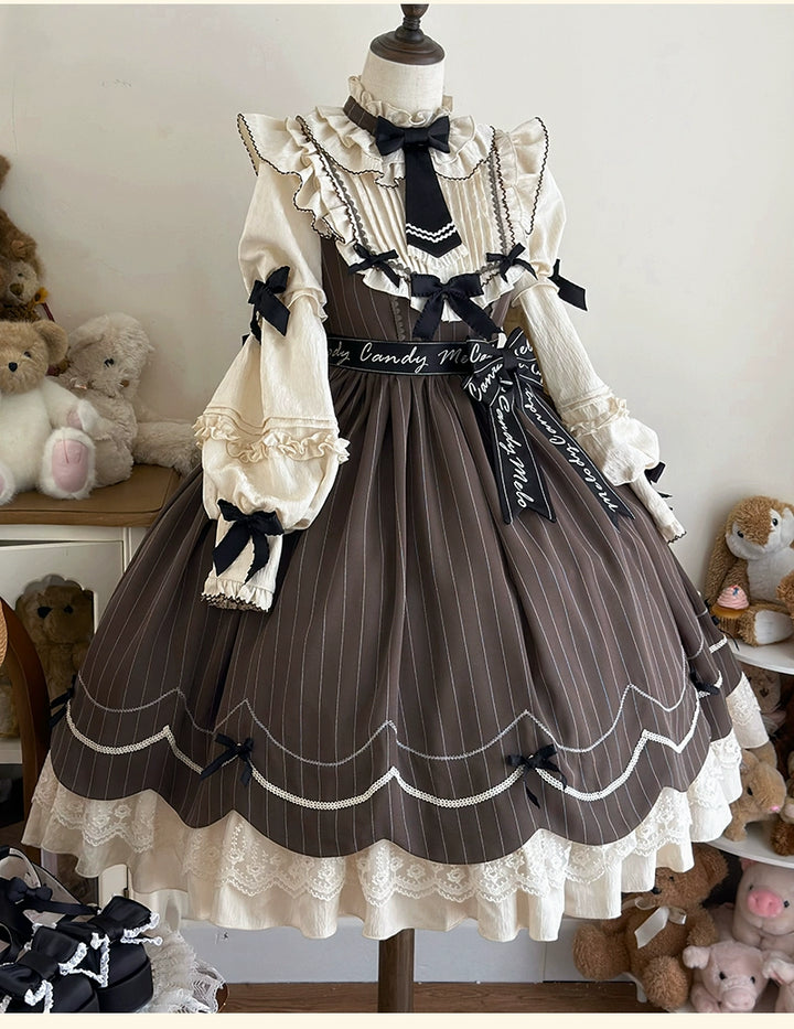 Buling Moon~Sweetheart Puppet~Retro Lolita OP Elegant Daily Lolita Dress   