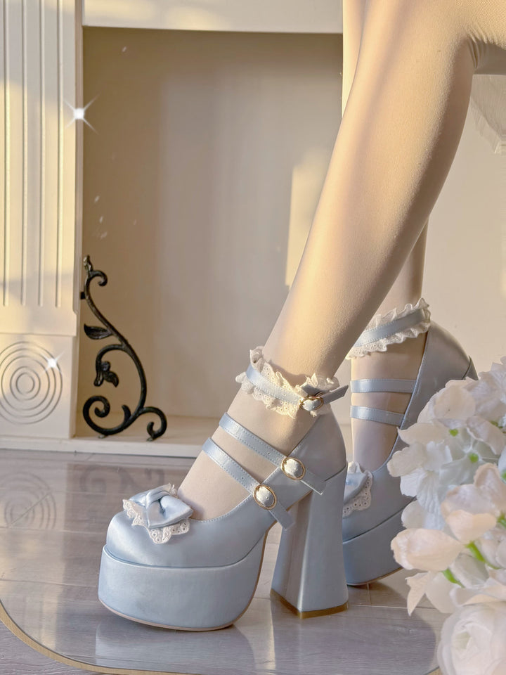 Pure Tea For Dream~Otome Fairy Tale~Sweet Lolita Shoes High Platform Satin Heels 42091:726187