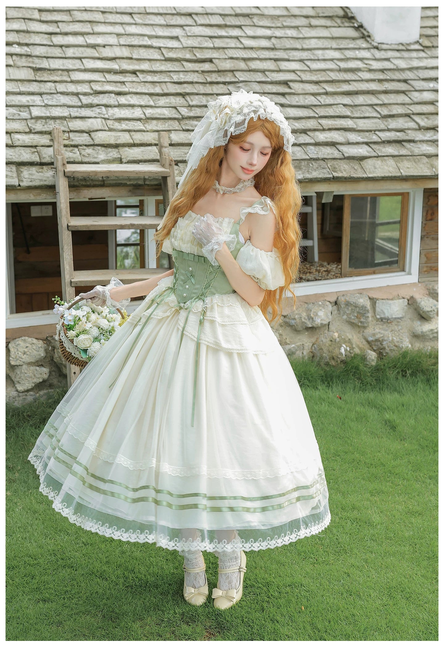 Unfailing - Classic Lolita Bow Jacquard Corset JSK Dress 45632:856690