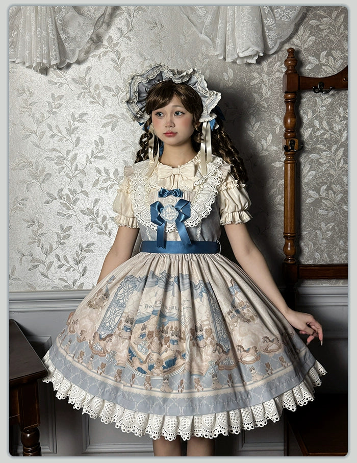 Alice Girl~Sea Salt Fairytale~Sweet Lolita Blouse Short Puff Sleeves Lolita Shirt