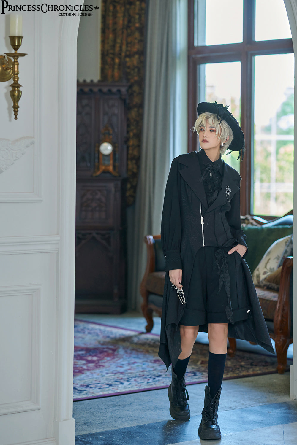 Princess Chronicles - Wind - Gothic Lolita handsome Black Long Vest