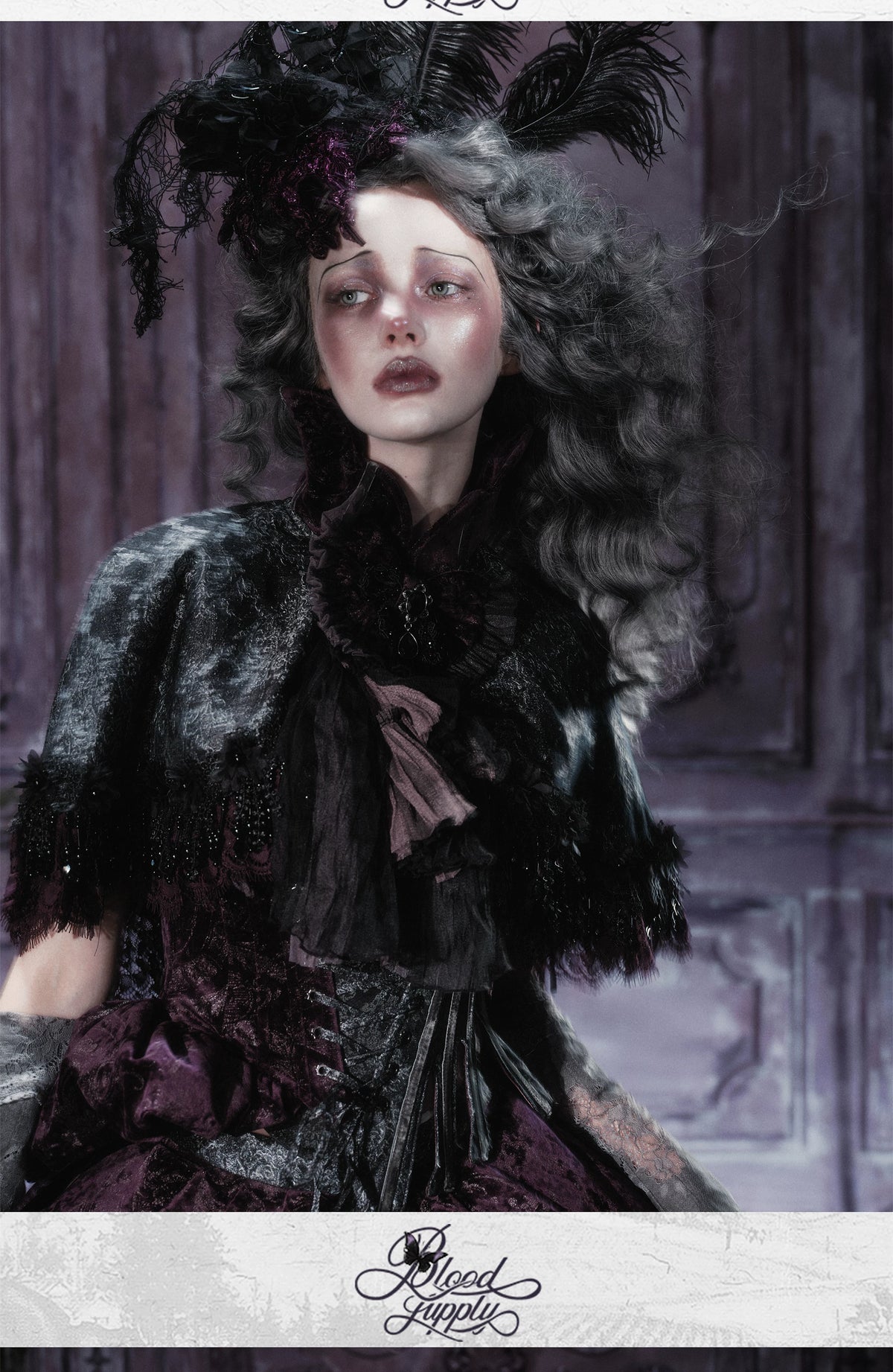 Undead's Gift - Halloween Gothic Lolita Sailboat Top Hat, Feather & Lace 46022:872778