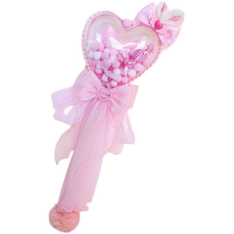 Sweetheart Endless~Sweet Lolita Fairy Wand Handmade Multicolor Heart Shaped pink heart fairy wand