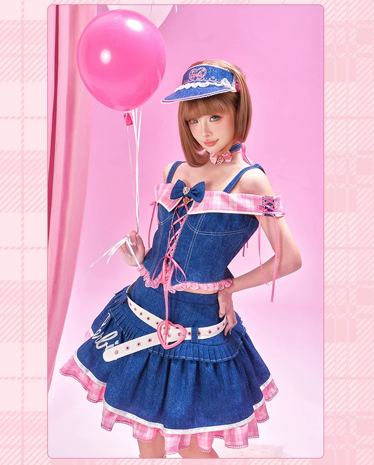 Blossom Daydream - IP Collab Sweet Lolita Dress Set, Pearl Plaid 45899:867290