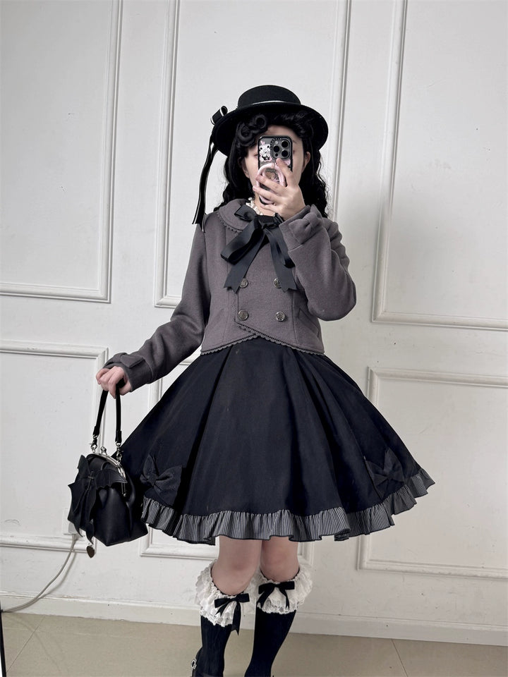 LeMiroir~Winter Solstice Coat~Sweet Lolita Woolen Coat Embroidery Skirt Short Outwear 40360:657110