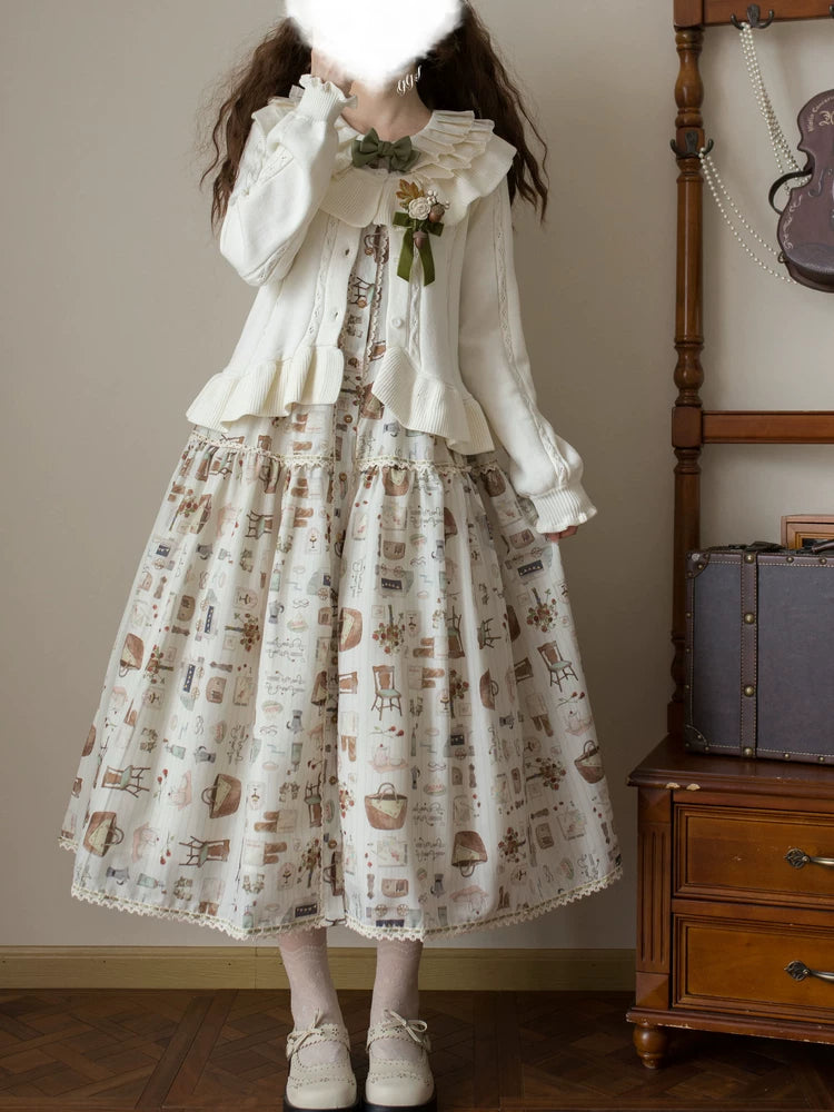 Hot Chocolate - Solid Lolita Cardigan, Ruffle Details 44516:811909