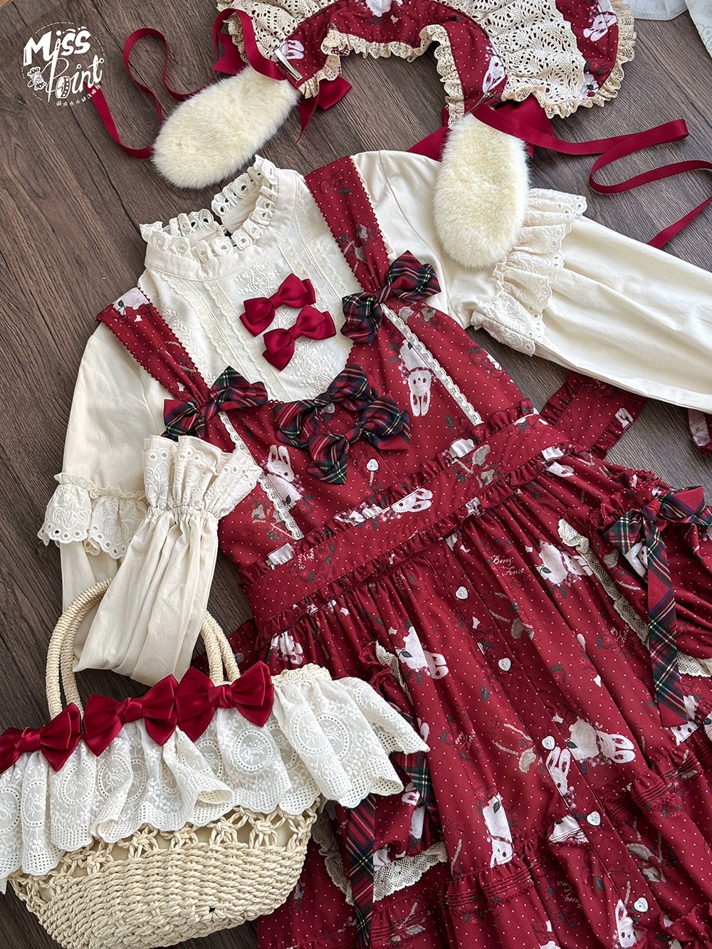 Miss Point - Forest Berry Bunny - Sweet Lolita JSK Elegant Bunny Print Dress 41972:720968