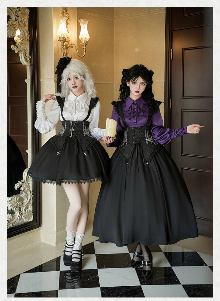 With PUJI~Thorny Night~Gothic Lolita Bust-supporting Skirt With Removable&Adjustable Strap