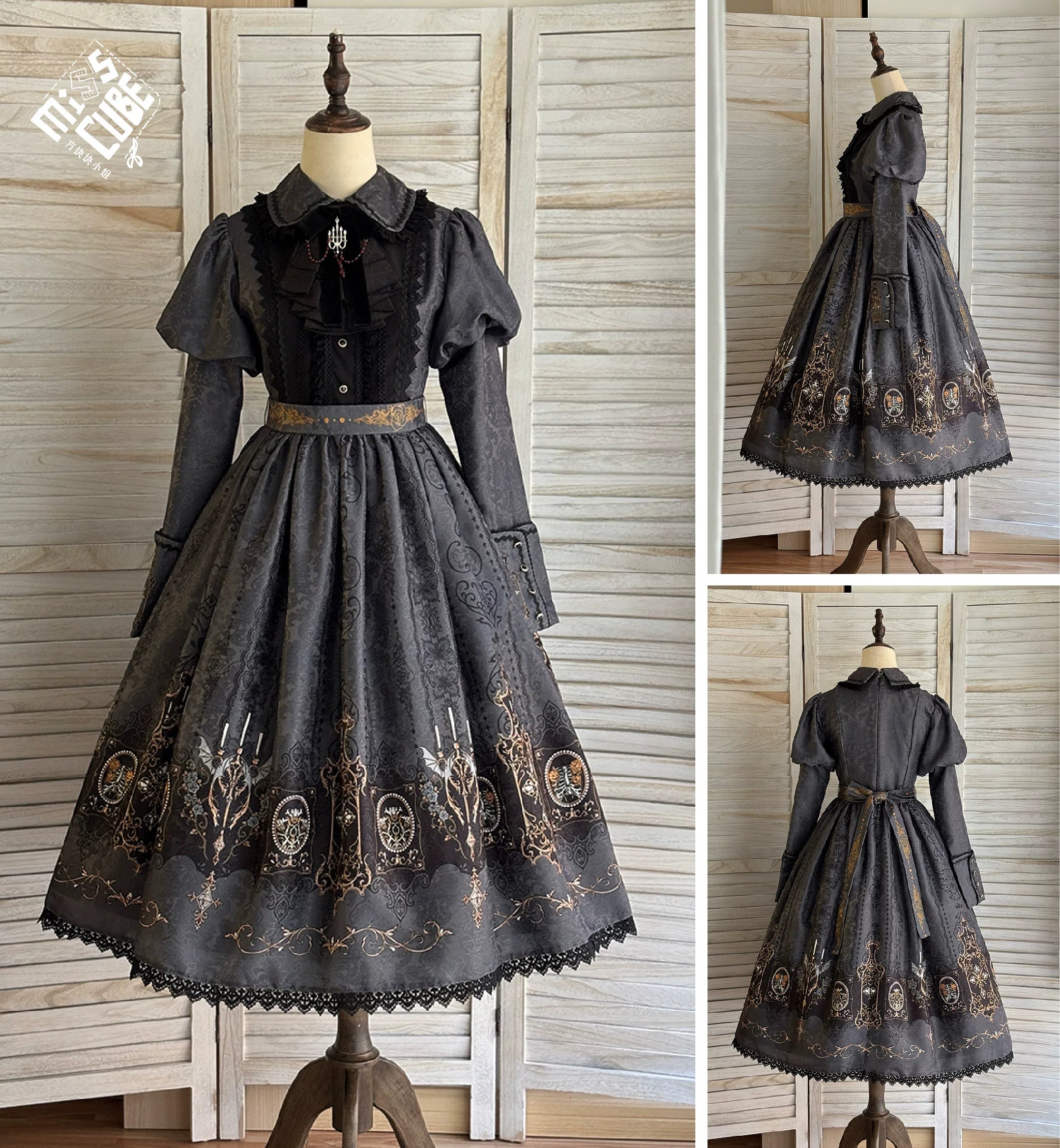 Blood Night Lantern - Jacquard Gothic Lolita Dress, Juliet Sleeve 44543:812310