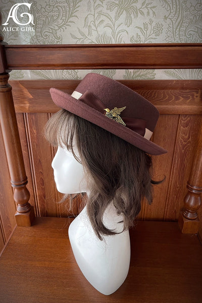 Alice Girl~Doll House~Retro Lolita Berets and Wool Lolita Hat free size brown wool hat 