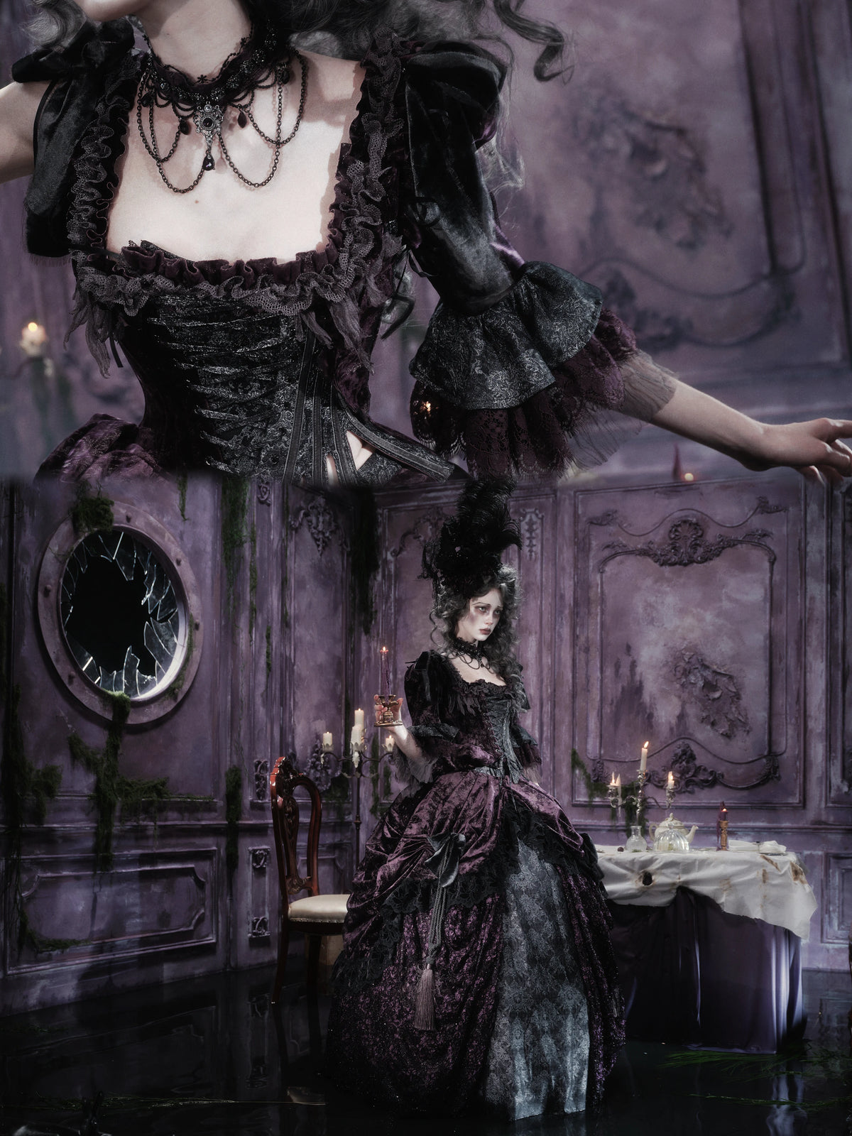 Undead's Gift - Halloween Gothic Corset, Detachable Sleeves 46023:872725