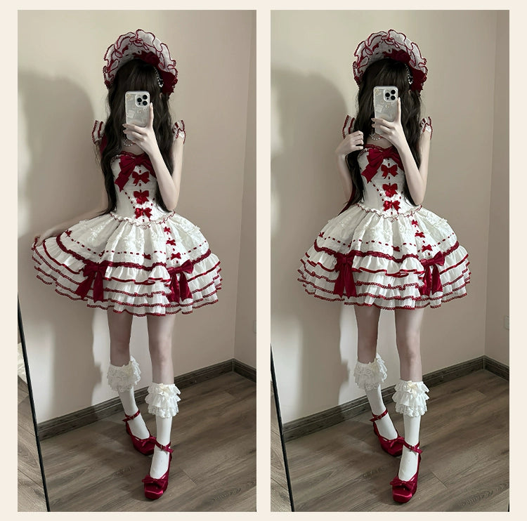 Sakurahime - Velour Love - Princess Sweet Lolita JSK Dress, Tiered Ruffles