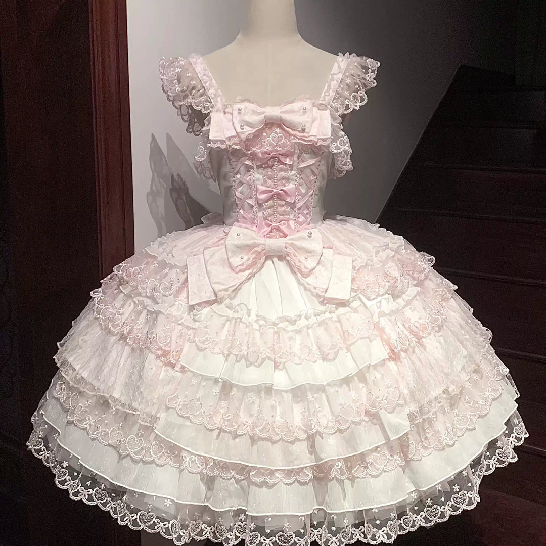 Sugar Girl~Love Overture~Sweet Lolita JSK Suit Tiered Ruffles Dress (L M S) 40624:685418