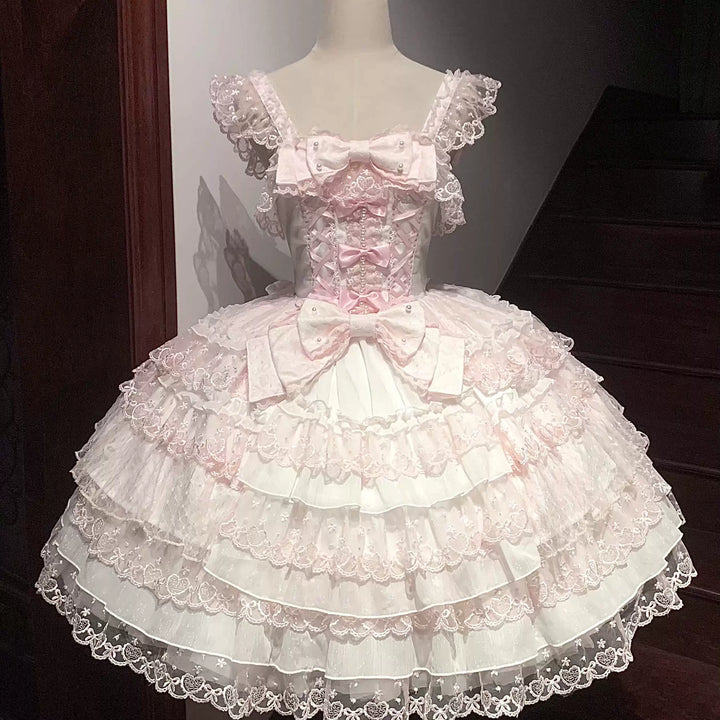 Sugar Girl~Love Overture~Sweet Lolita JSK Suit Tiered Ruffles Skirt (L M S) 40624:685418