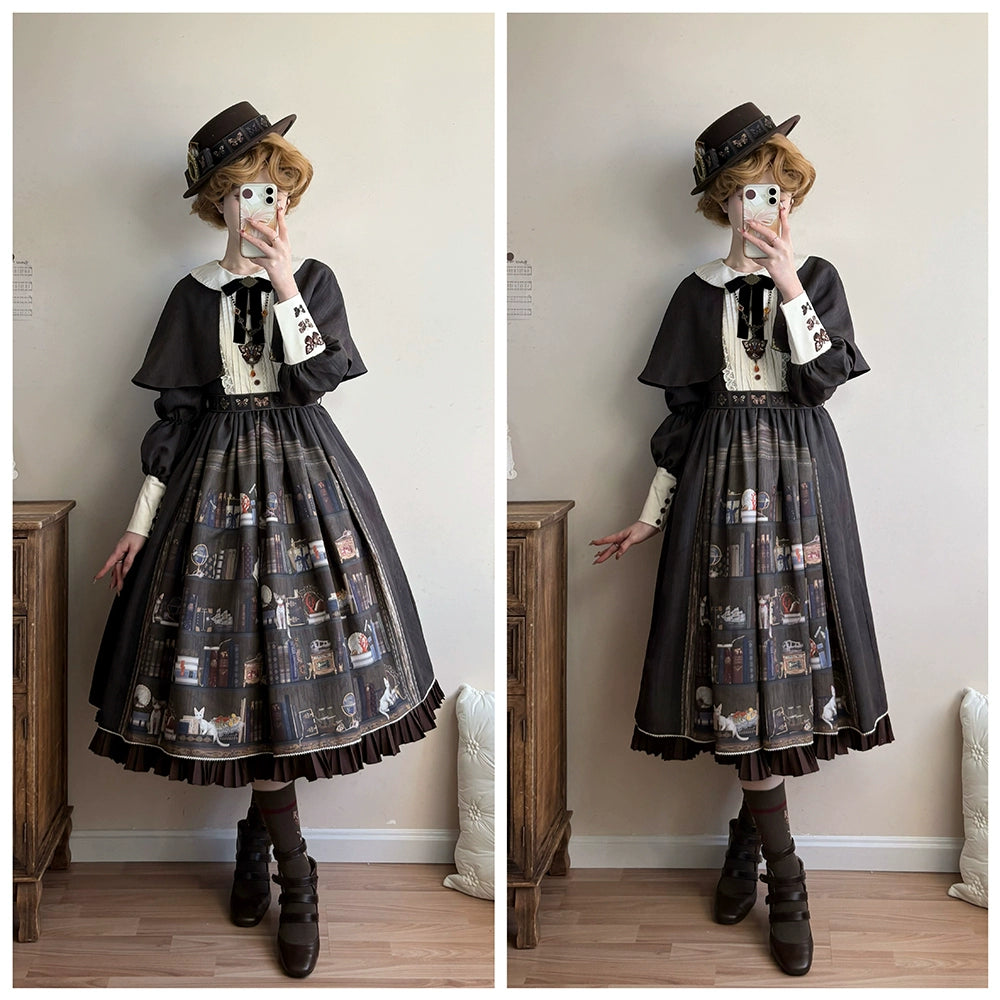 Miss Point - German Bookshelf - Classic Lolita OP Dress & Detachble Cape 44023:792384