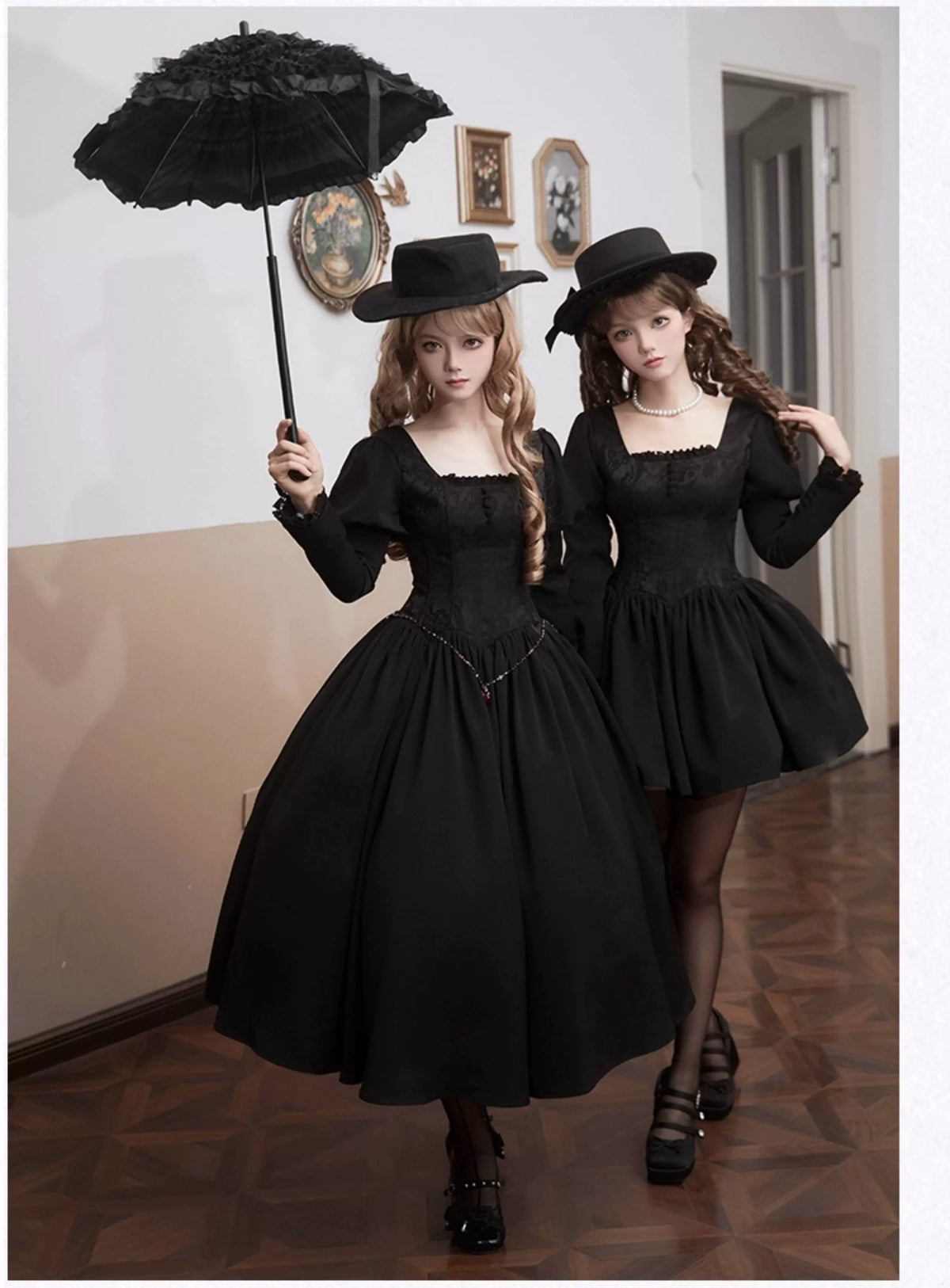 Old Covenant - Classic Lolita Jacquard OP Dress, Petal-Shaped Boned Waist