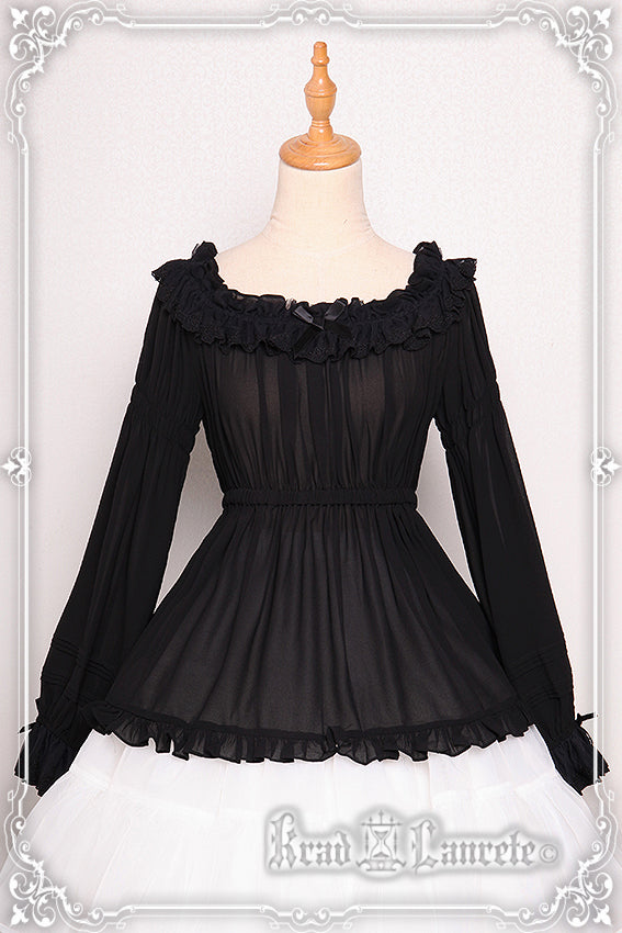Krad Lanrete~The Phantom of the Opera~Elegant Lolita Chiffon Long Sleeve Blouse long sleeve free size black
