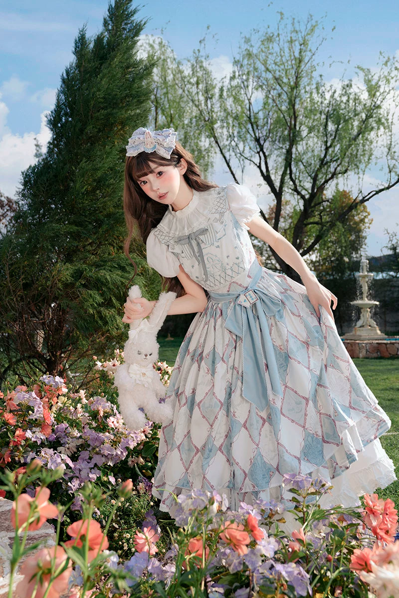 Alice - Classic Lolita Printed JSK & SK Dress, Front Buttons 45204:839901