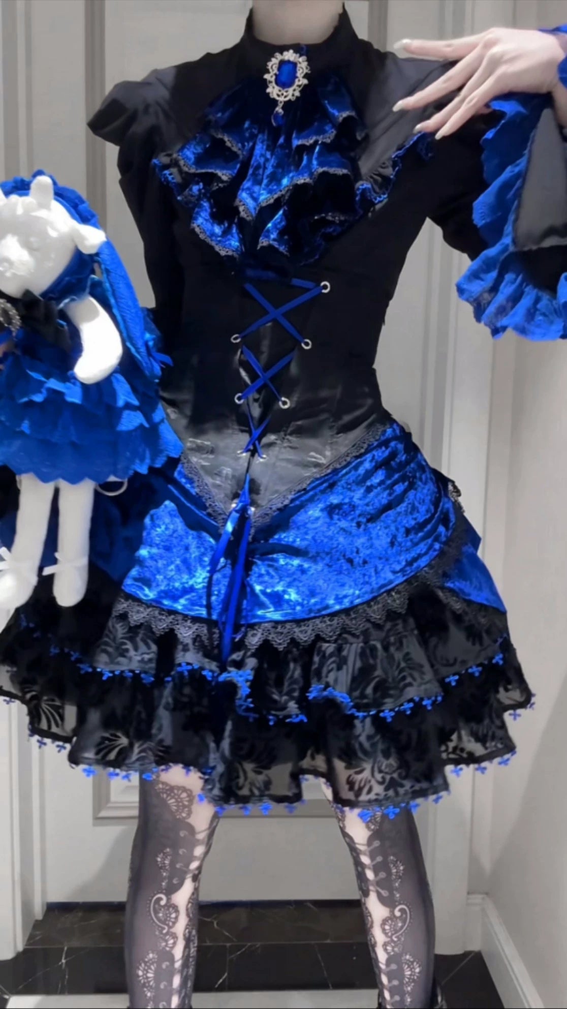 Twilight Hour - Gothic Lolita Hime-sleeve Blouse & Corset Skirt Set 45373:845821