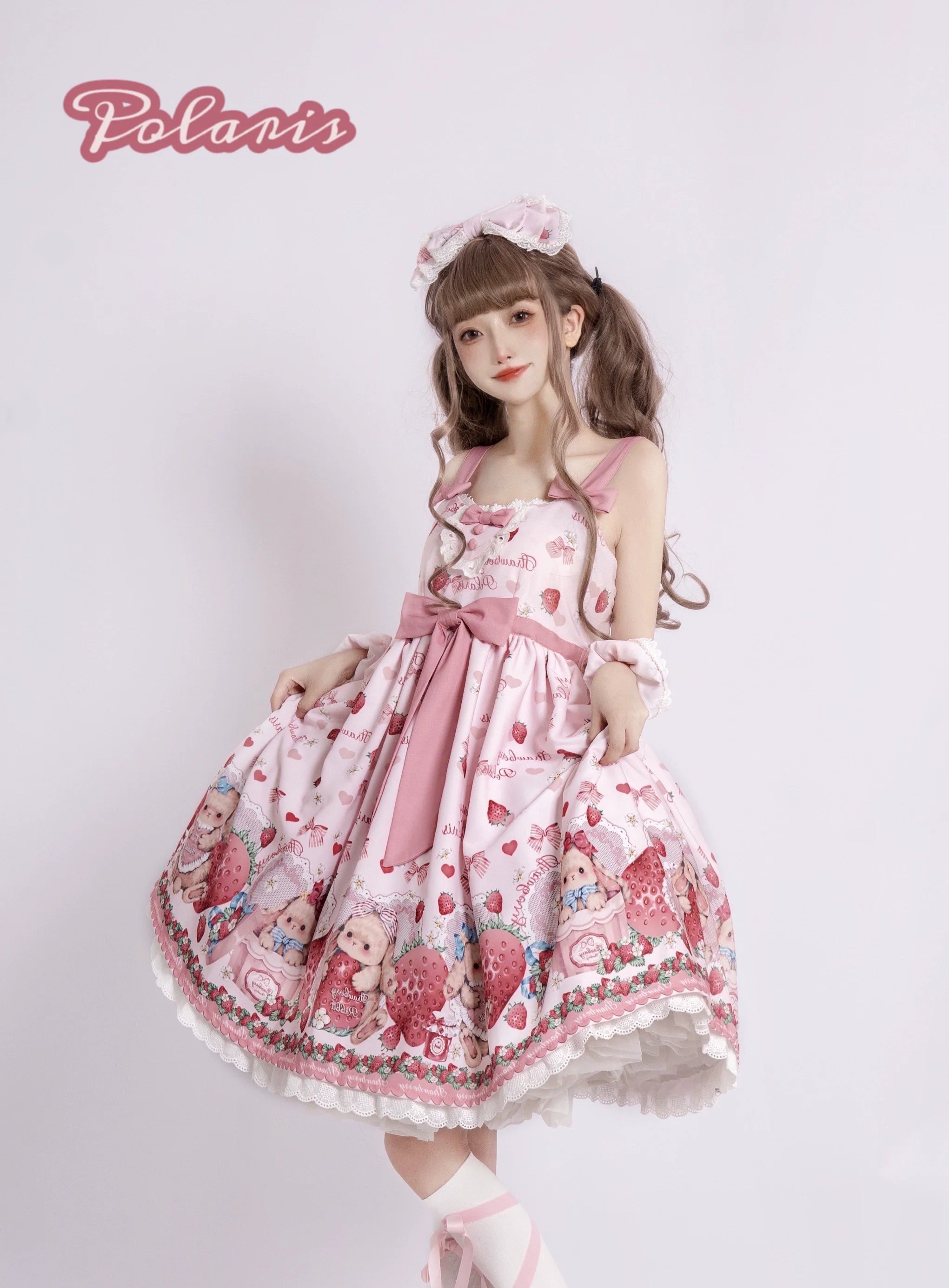 Polaris Lolita - Rabbit Berry Gift Box - Sweet Pink Lolita JSK Dress, Bunny & Straberry Print 44382:806001