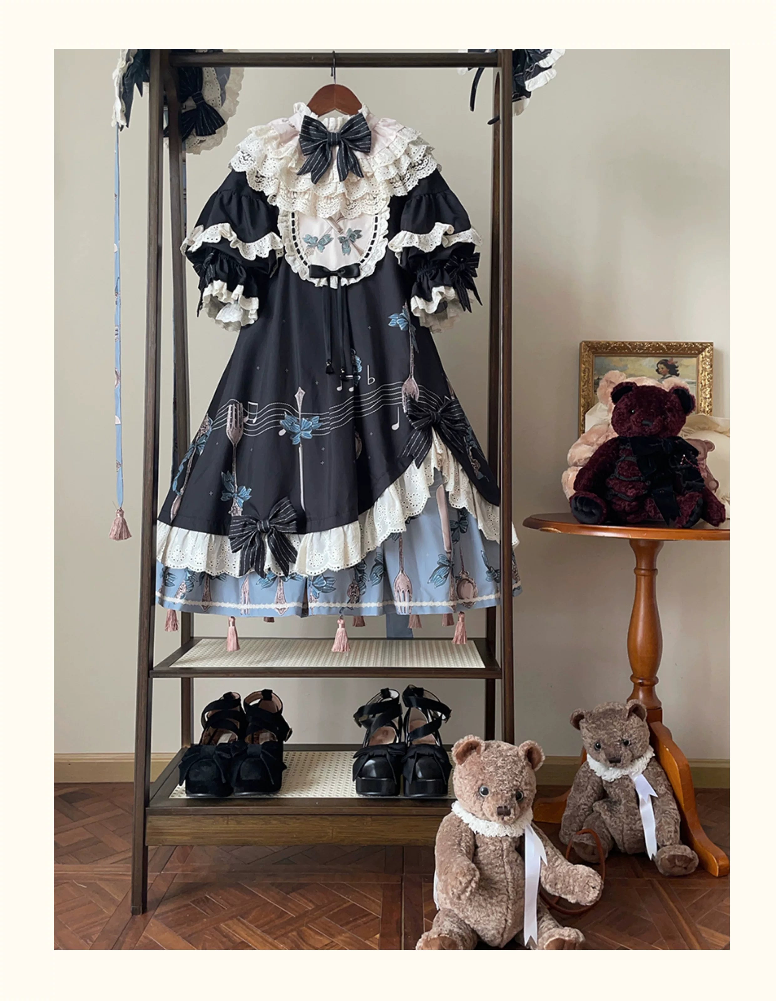 Witch's Banquet - Printed Doll-like Sweet Lolita OP, Apron-like Front (L M S XL) 44634:816896