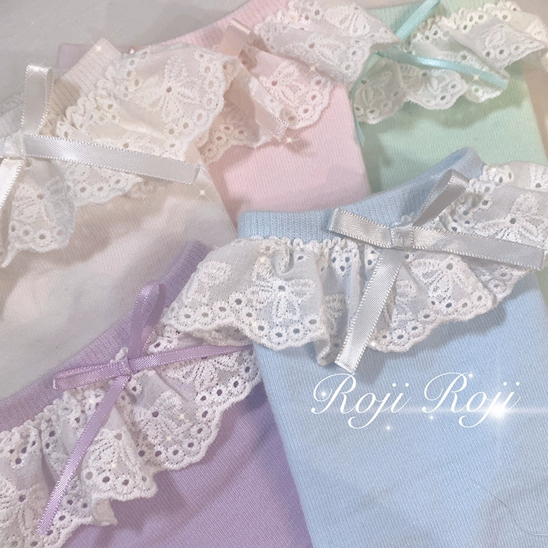 Roji Roji~Sweet Lolita Cotton Socks Bow Lace Socks Free size Green 