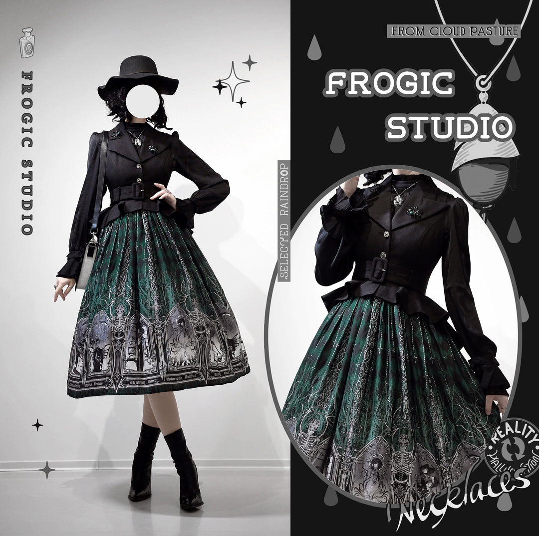(BFM)Frogic Studio~Magic Pharmacy~Vintage Lolita Vest Retro High-Waisted Lolita Vest S Black 
