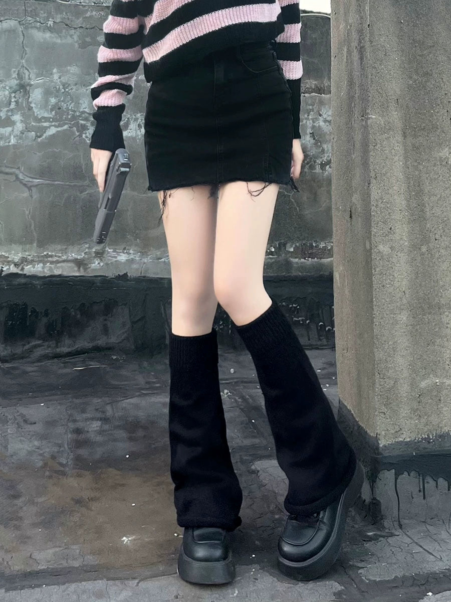 Hua Nai Cat - Winter Lolita Knit Leg Warmer Mid-Calf Socks