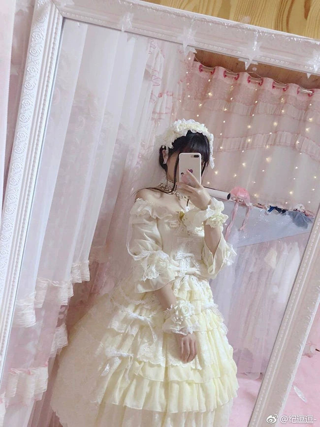 Dawn Wedding - Sweet Lolita OP Dress, Layered Hem
