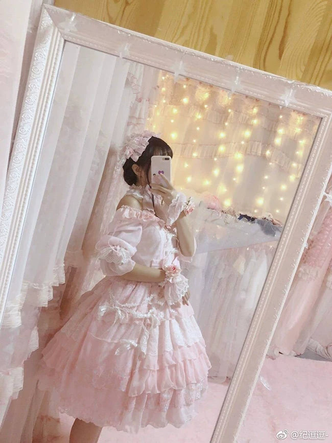 Dawn Wedding - Sweet Lolita OP Dress, Layered Hem