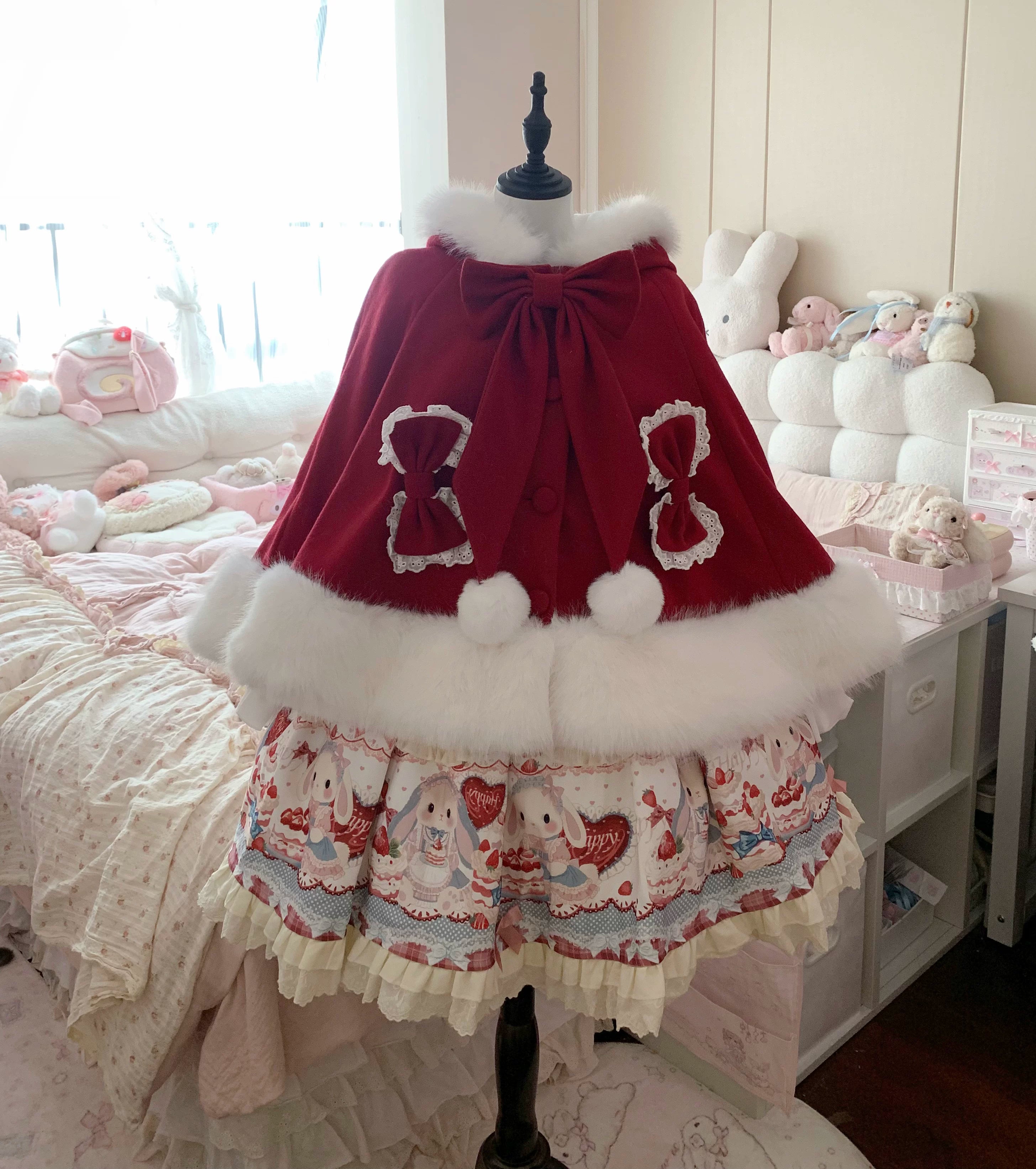 Sweet Lolita Cape, Bunny Ear Hood & Bows