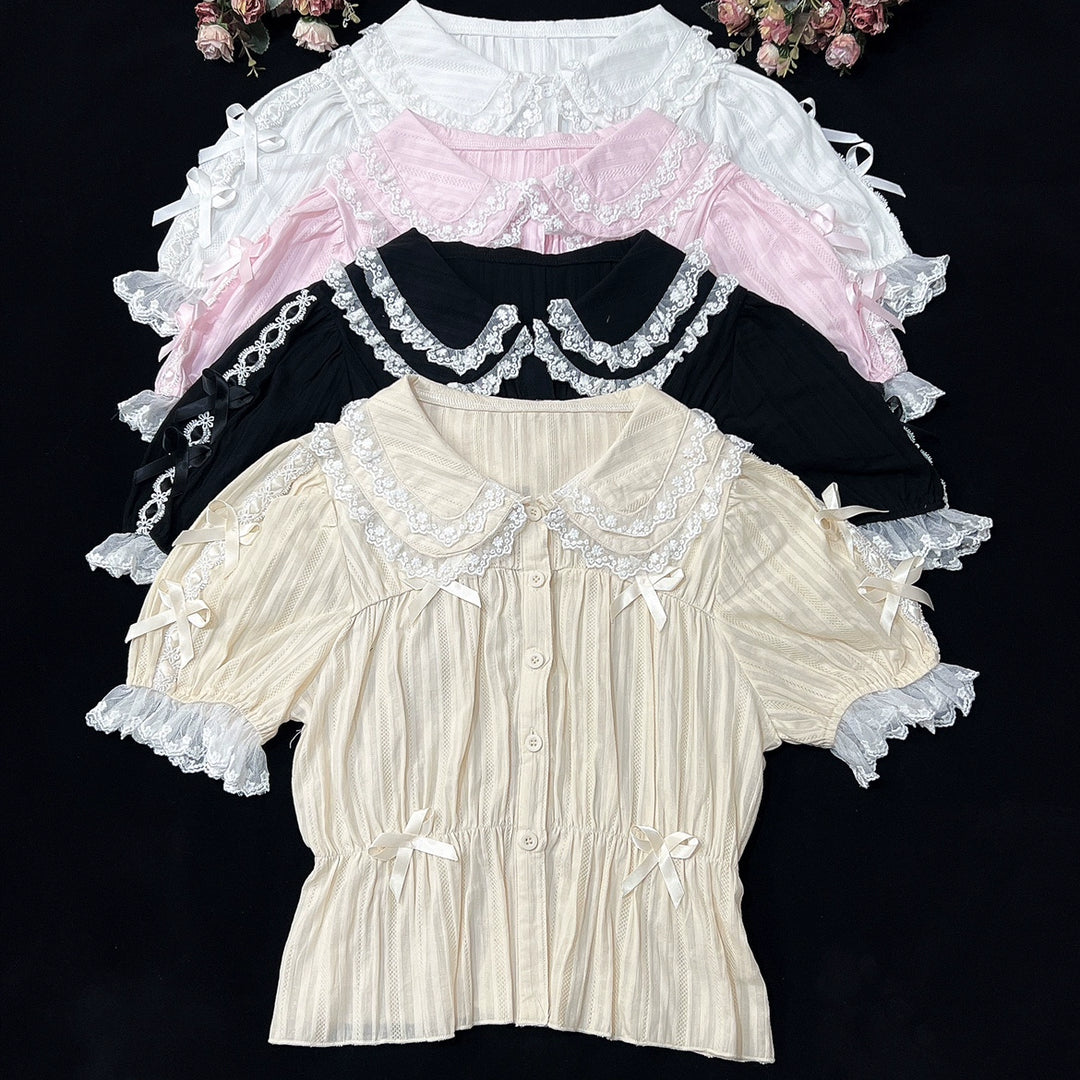 DMFS Lolita~Sweet Lolita Shirt Doll Collar Blouse High-waisted   