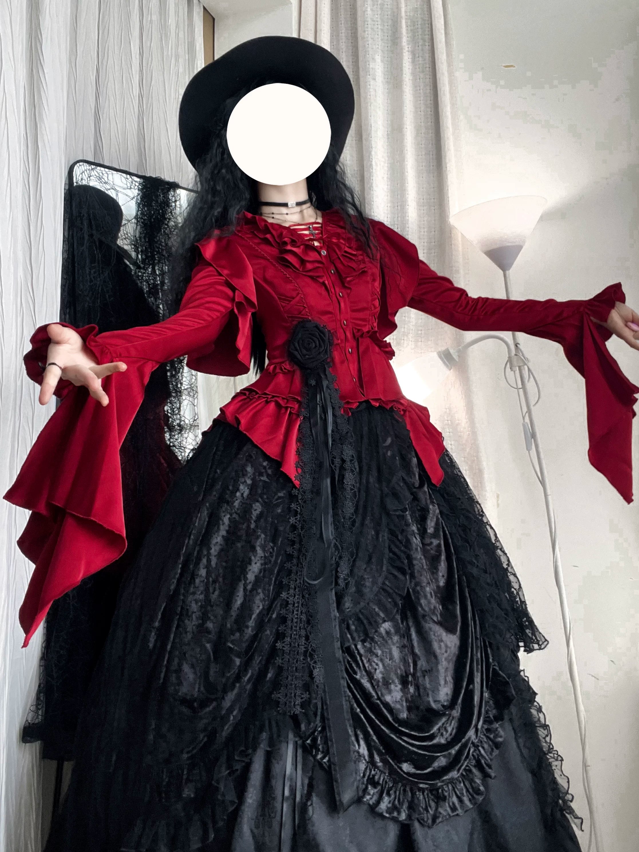 Abyssal Echo - Mermaid Inspired Ouji Lolita Shirt & Side Zipper SK Dress 44434:809319