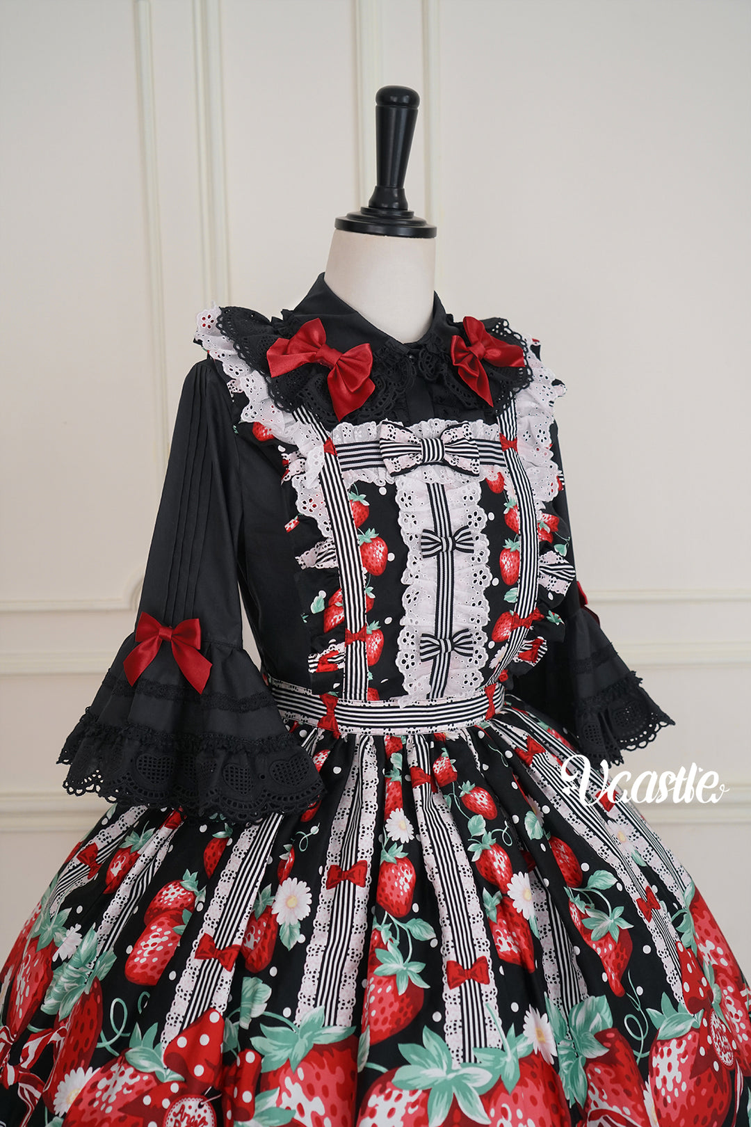 Vcastle~Sweet Crepes~Sweet Lolita Shirt with Princess Sleeves and Bow Chain 42109:726582