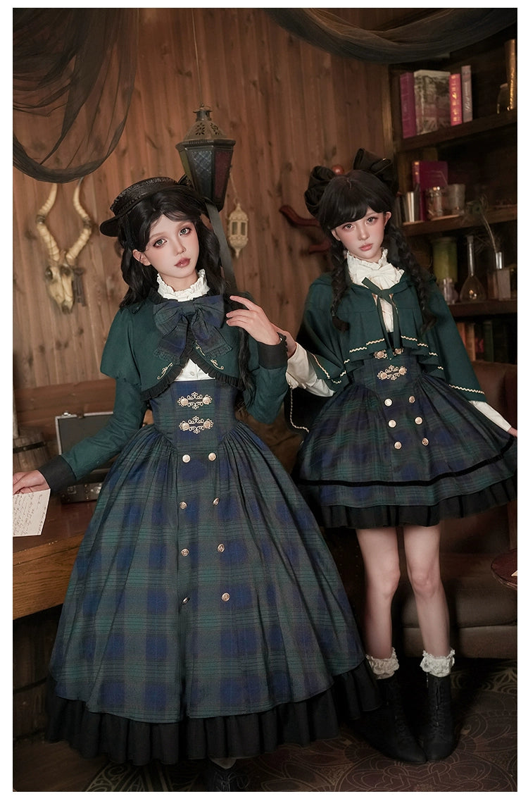 With PUJI - Berlin Souvenir - Plaid Preppy Style Lolita Bust Supporting JSK Outfit 43928:789925