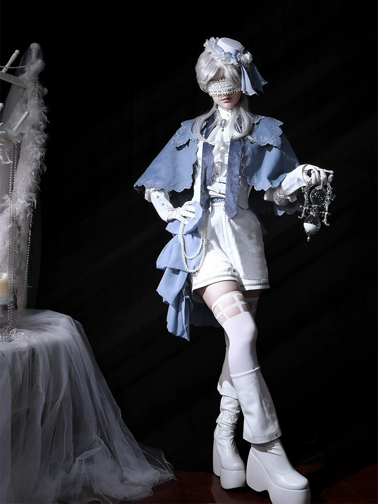 Forest Fluorescent Carps~Crumbling Skeleton~Ouji Lolita Vest Fishbone Embroidery Prince Pants Suits   