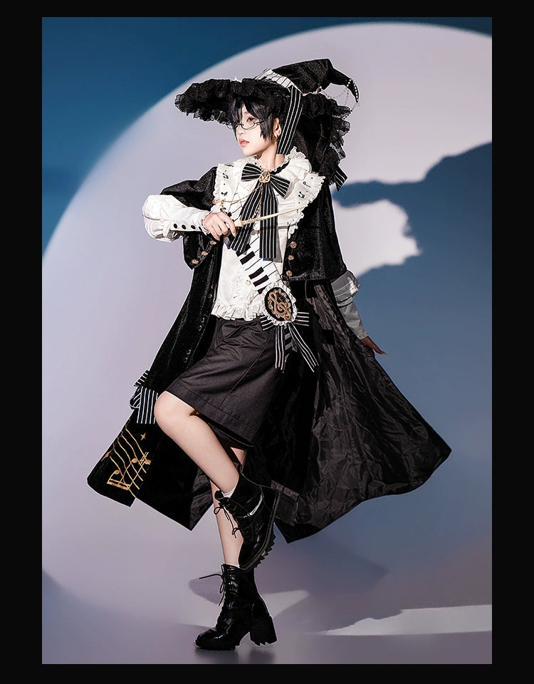 Forest Fluorescent Carps - Black and White Sonata - Ouji Lolita Vest Suit and Vintage Lolita OP Dress 42067:724858