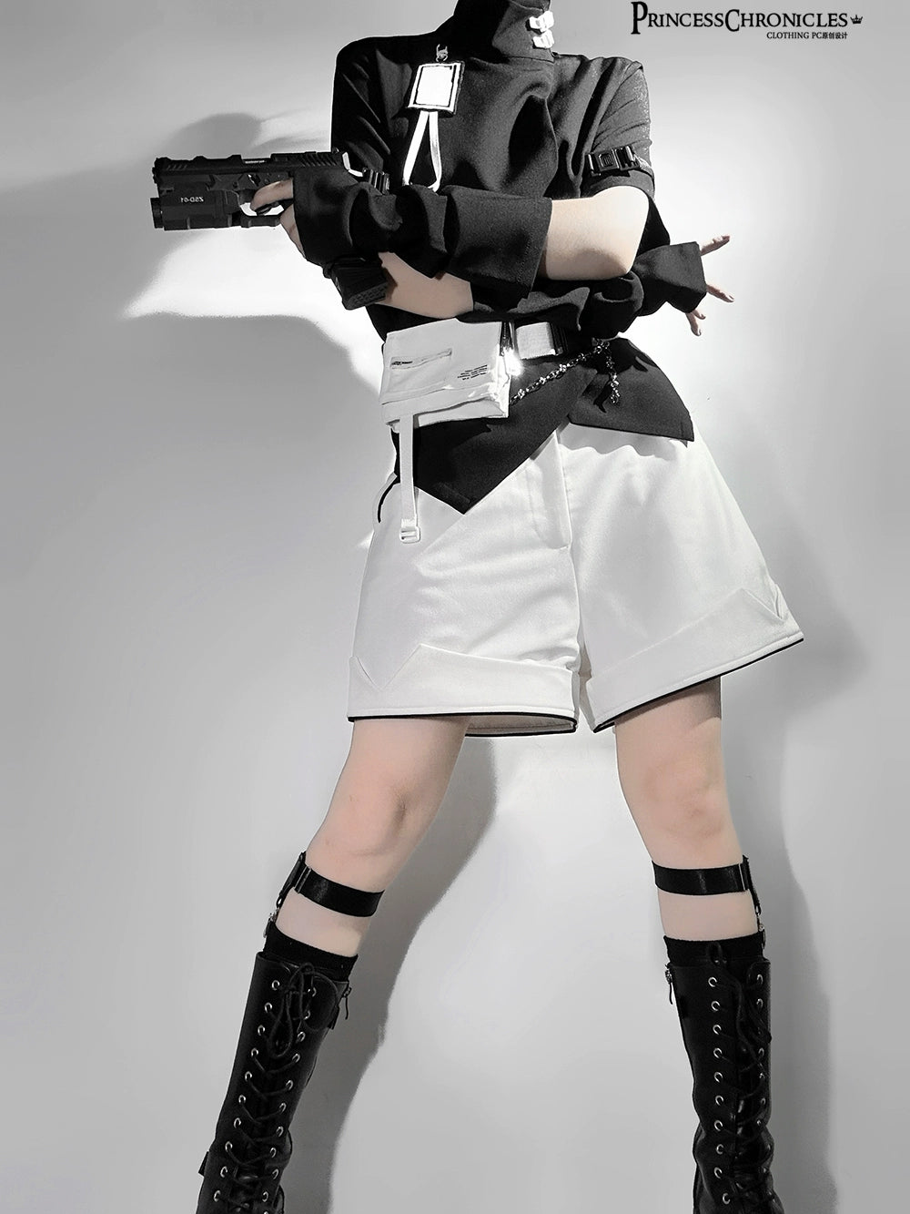 Princess Chronicles - White Cat - Futuristic Style Cool Lolita Pants Suit With Cat Ear Coat 39562:628424