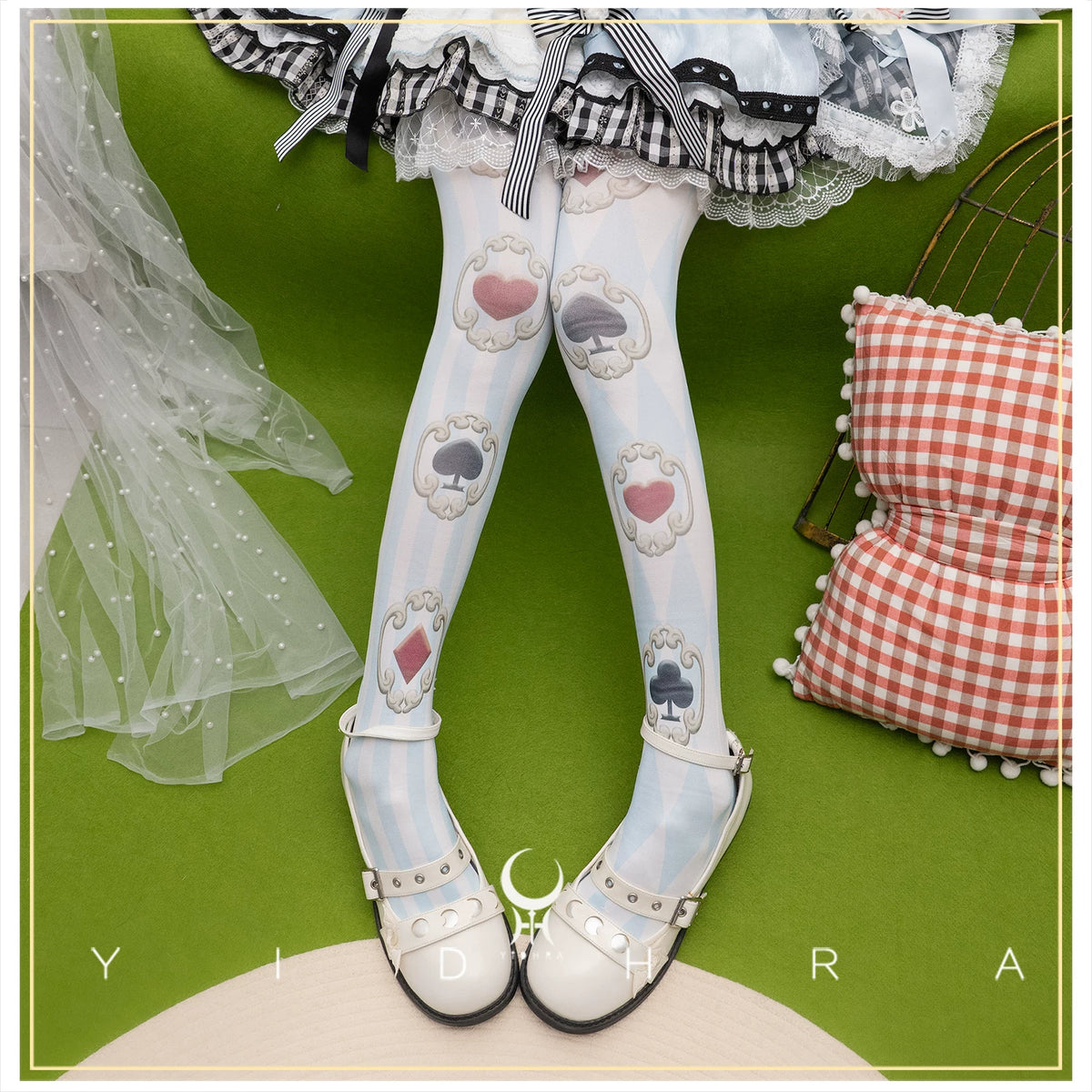Hana & Alice - Sweet Lolita Velvet Pantyhose, Playing Card Print