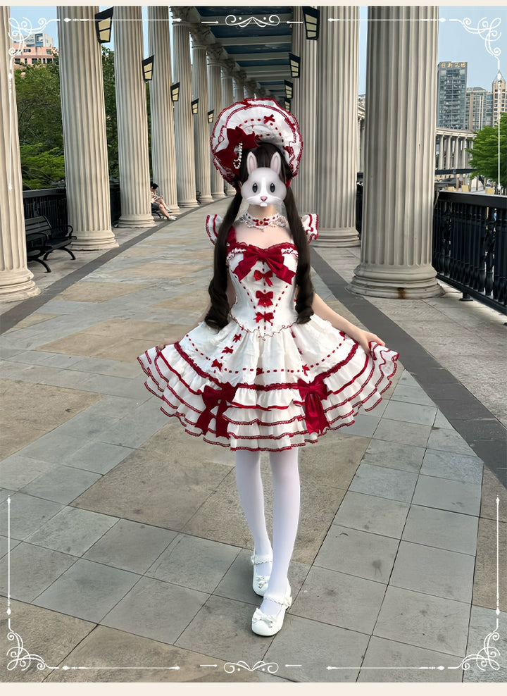 Sakurahime - Velour Love - Princess Sweet Lolita JSK Dress, Tiered Ruffles