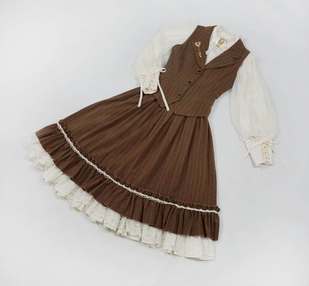 Miss Point~Rose Doll~Elegant Lolita Striped Fishbone Skirt 32524:385316