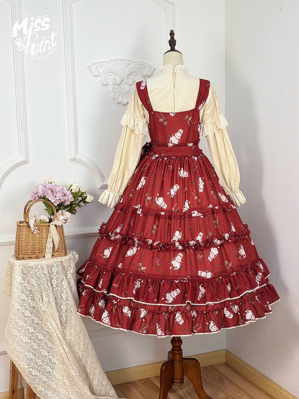 Miss Point~Forest Berry Bunny~Sweet Lolita JSK Elegant Bunny Print Dress 41972:721002