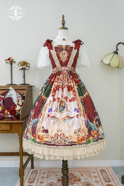 Miss Point~Kaleidoscope~Retro Lolita Dress Oil Painting Print JSK Dress Customized XS  
